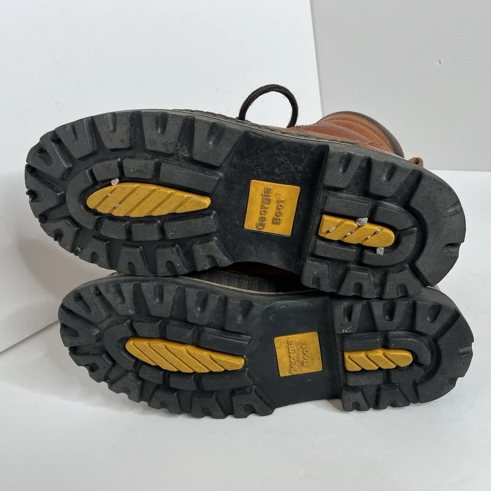 GEORGIA GIANT  G7222 STEEL TOE Brown Lace Up Work Boots US 8 M Outdoor Safety